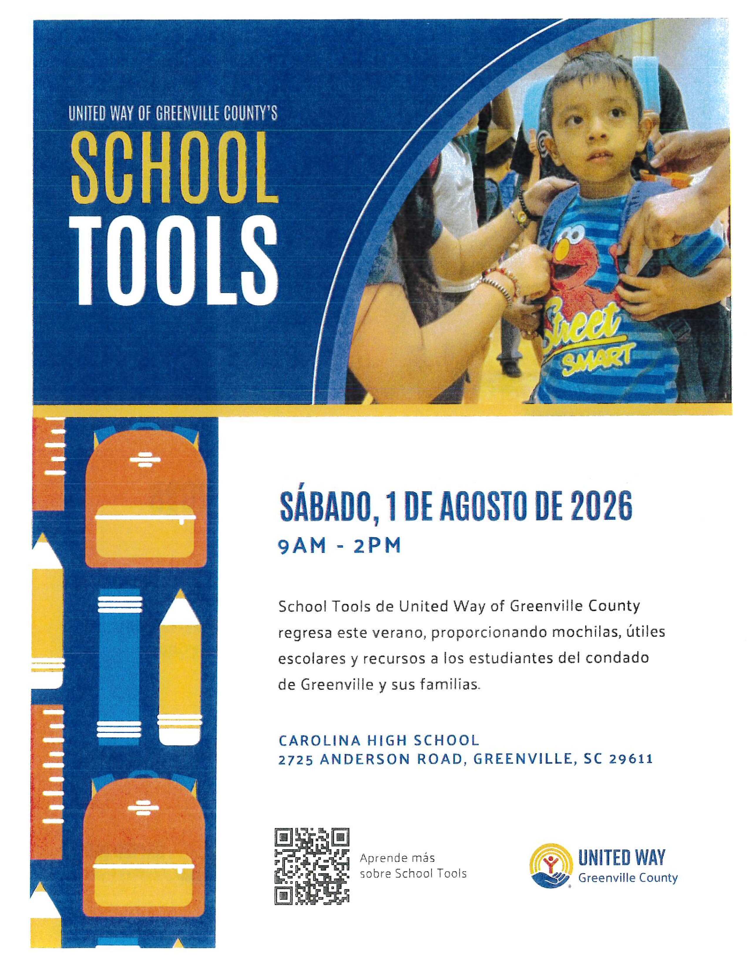 Come out to Carolina High School on August 1 for free school supplies